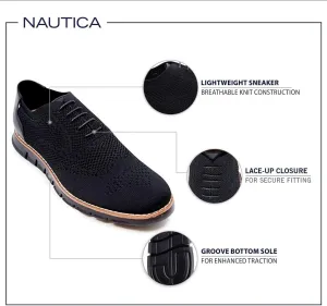 Nautica Men's Knit Dress Oxford Dress Sneakers: Breathable, Stylish, Lightweight & Comfortable - Ideal for Business or Walking