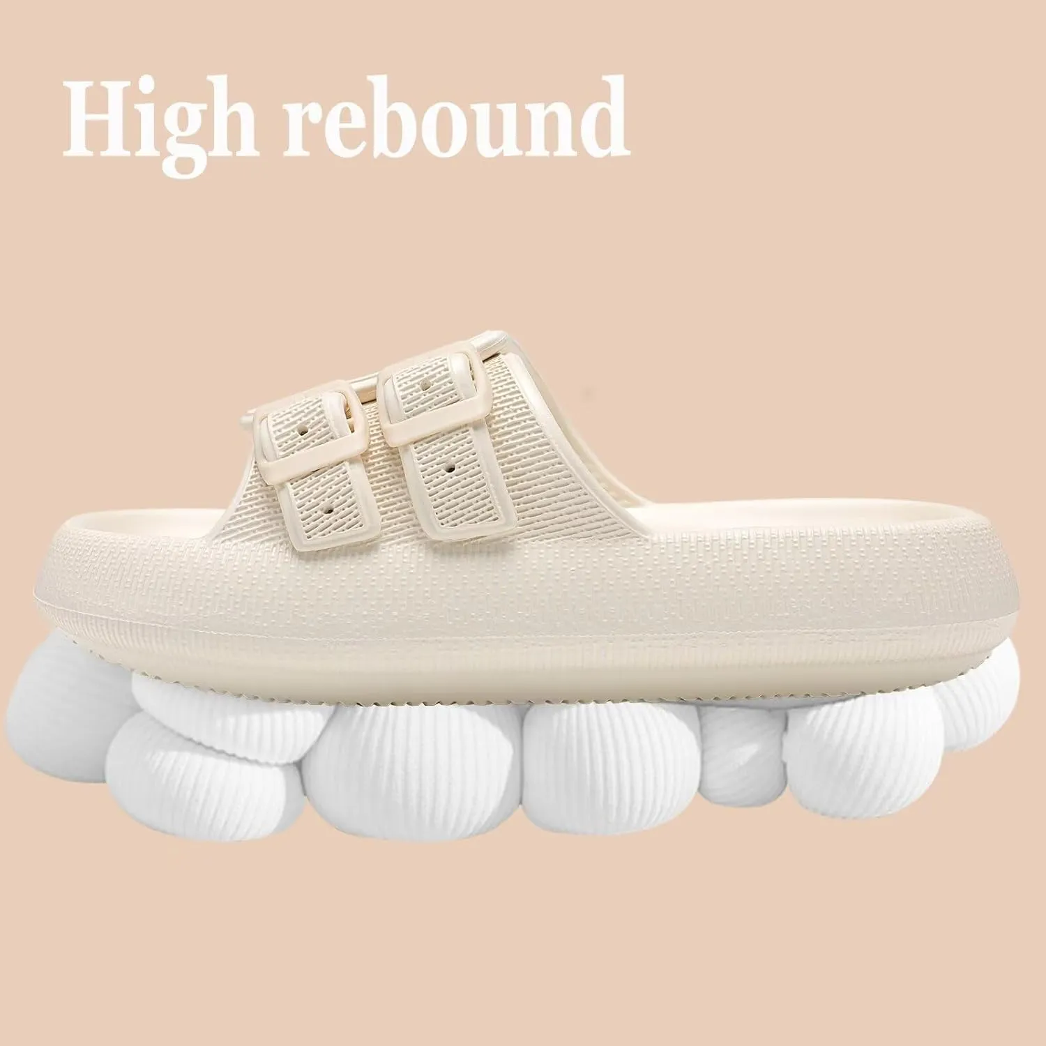 NineCiFun Women's Slide Sandals for Comfortable Soft Cloud Slides - Adjustable Non-Slip Flat Sandals for Women and Men - Slip On Slippers Pillow Slippers