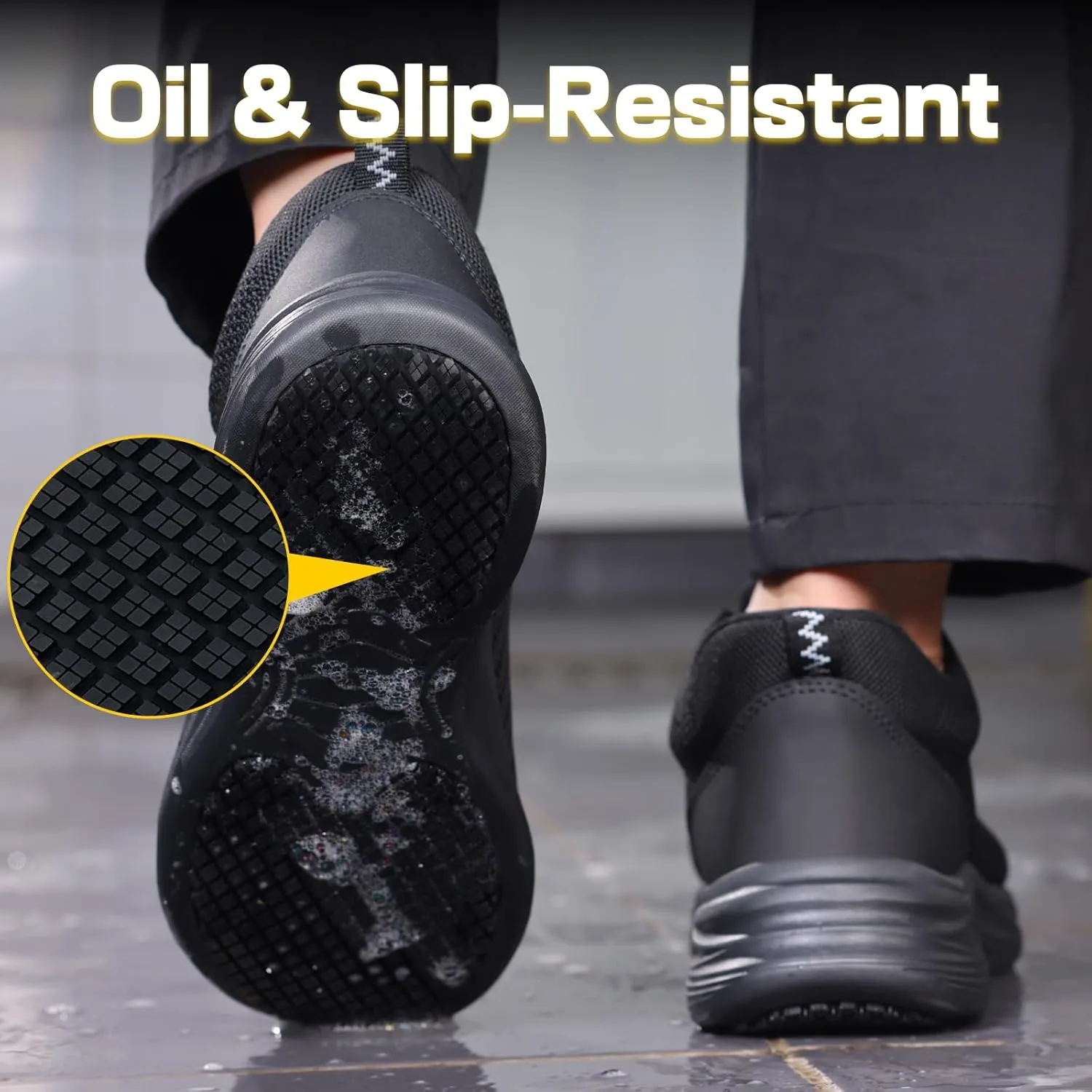 Non Slip Work Shoes for Men Women Breathable Mens Work Shoes Lightweight Water Resistant Walking Sneakers Chef Kitchen Slip Resistant Comfortable Restaurant Food Service Sneakers Casual