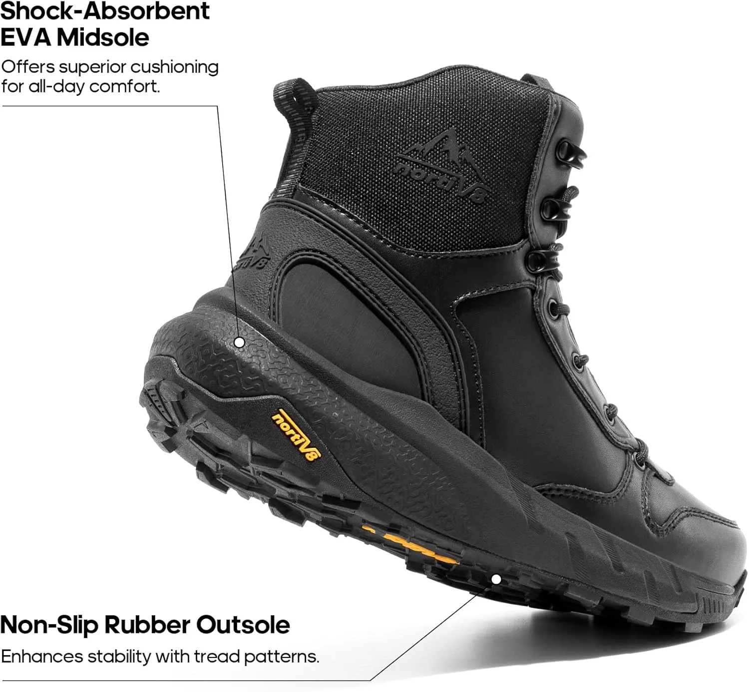 NORTIV 8 Men's Military Tactical Boot Lightweight Comfortable Boots for Work All Day Side Zipper Motorcycle Combat Hiking Boots 8 Inches Metrostrike