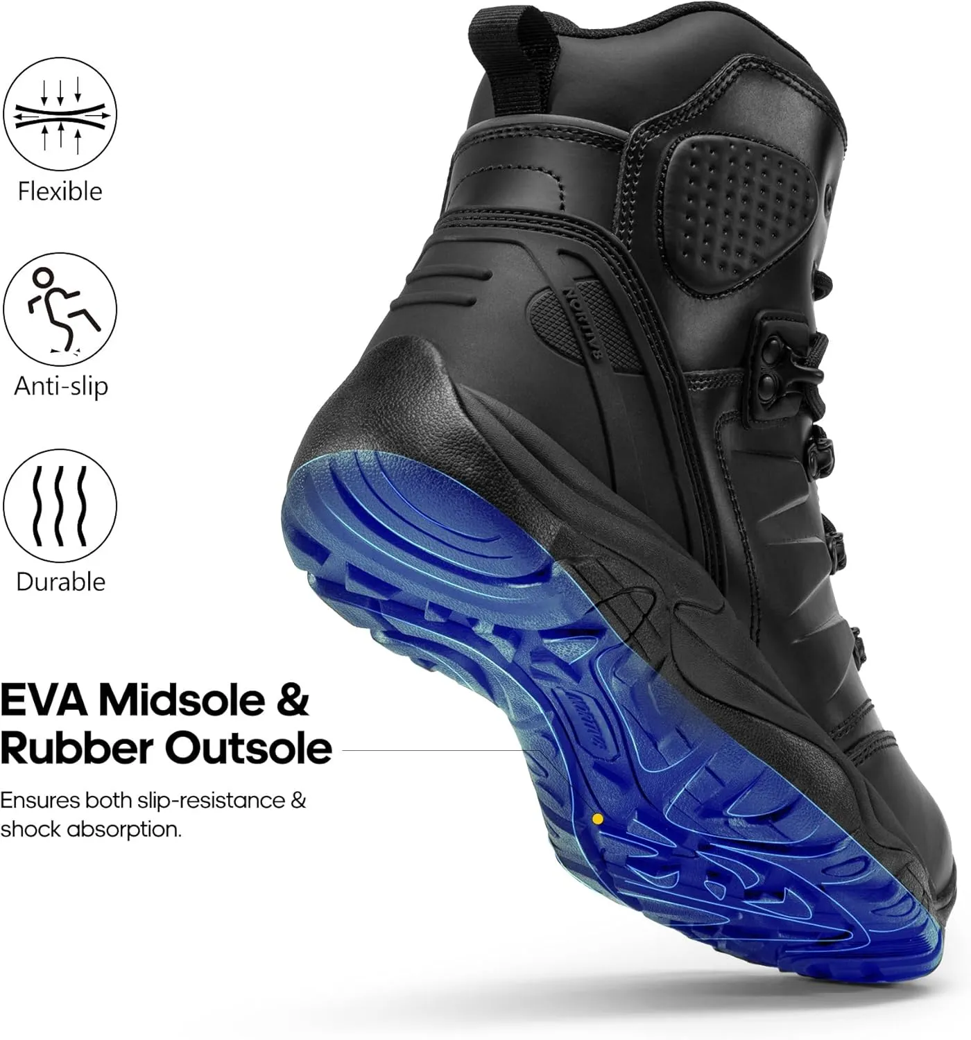 NORTIV 8 Men's Safety Steel Toe Work Boots Breathable Ankle Industrial Construction Boots FORTRESS