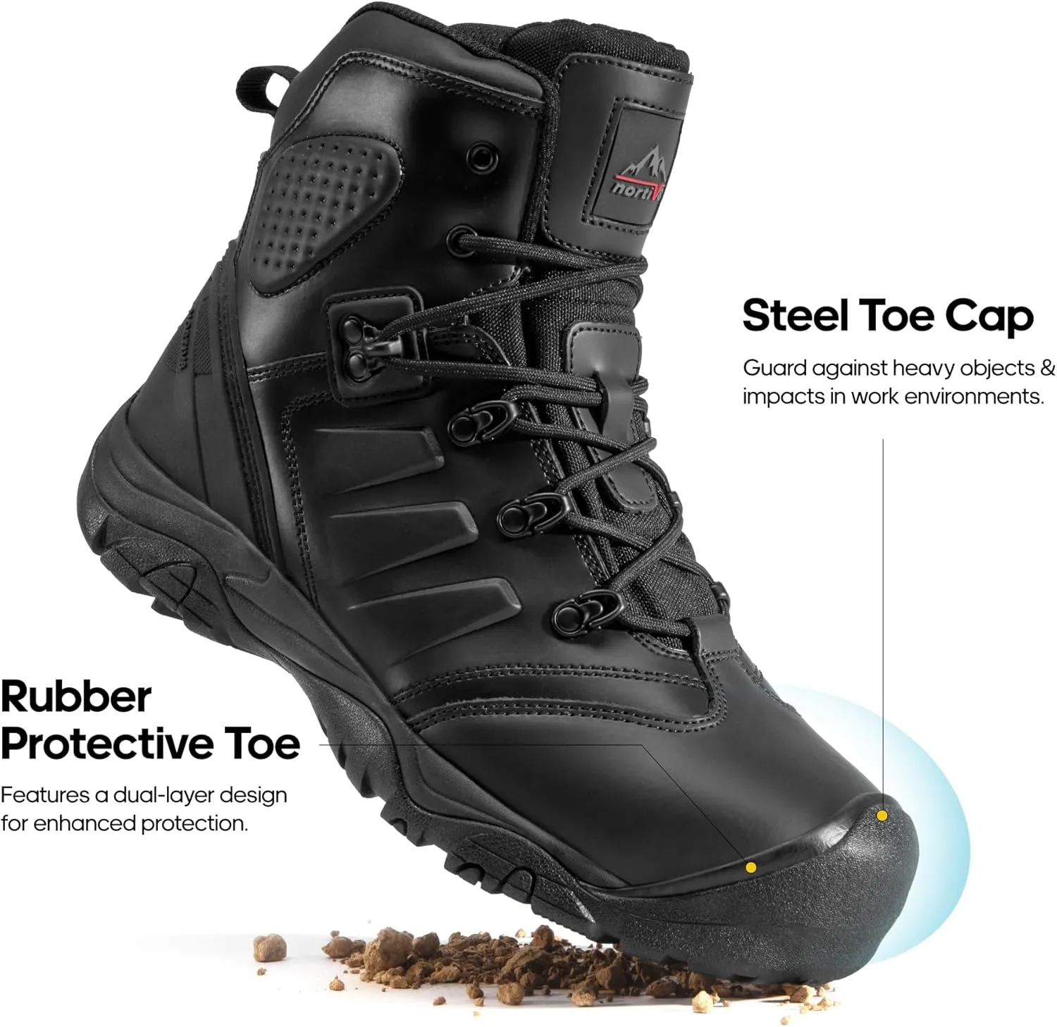 NORTIV 8 Men's Safety Steel Toe Work Boots Breathable Ankle Industrial Construction Boots FORTRESS
