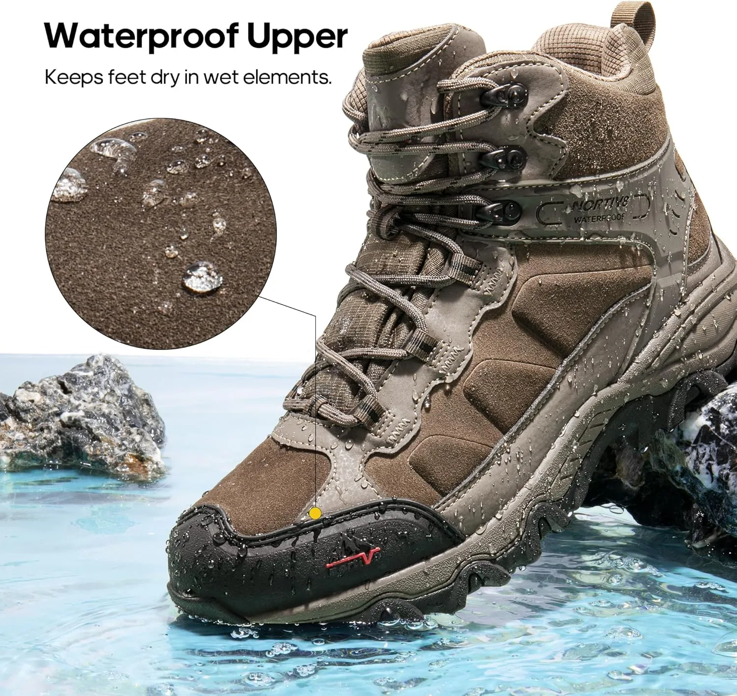 NORTIV 8 Men's Waterproof Hiking Boots Outdoor Mid Trekking Lightweight Mountaineering Shoes Paladin