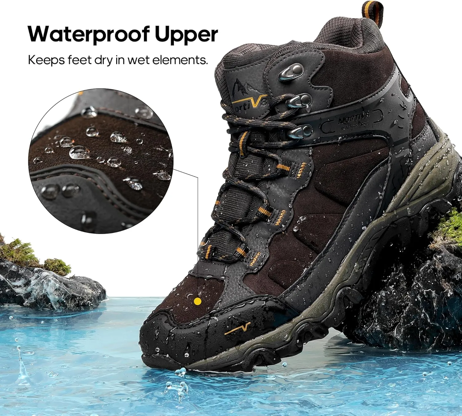 NORTIV 8 Men's Waterproof Hiking Boots Outdoor Mid Trekking Lightweight Mountaineering Shoes Paladin