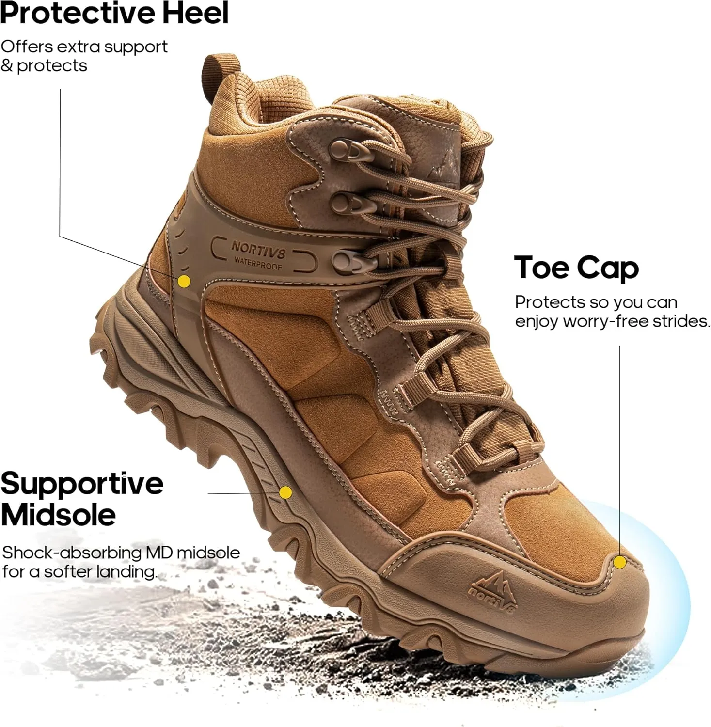 NORTIV 8 Men's Waterproof Hiking Boots Outdoor Mid Trekking Lightweight Mountaineering Shoes Paladin