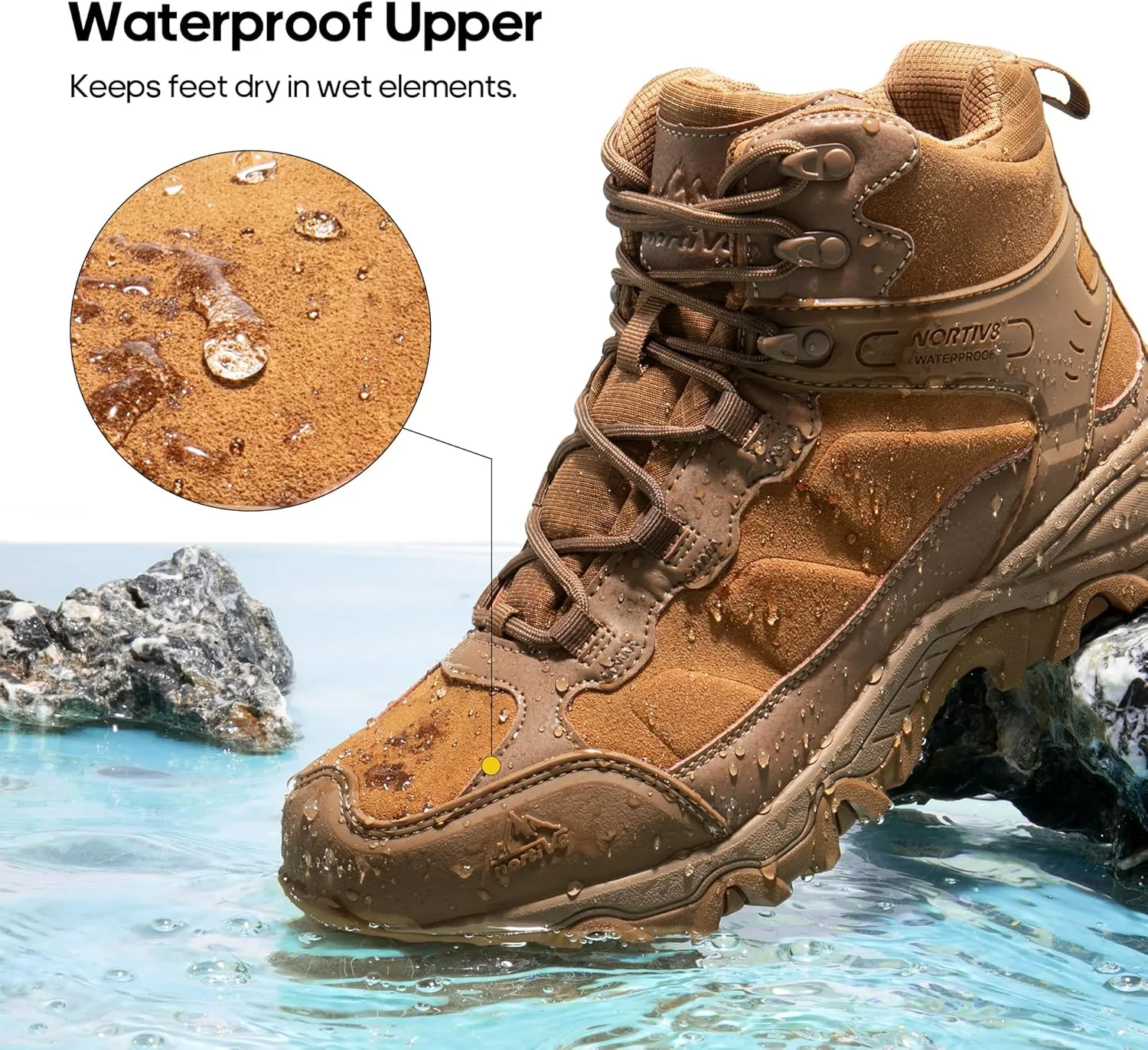NORTIV 8 Men's Waterproof Hiking Boots Outdoor Mid Trekking Lightweight Mountaineering Shoes Paladin