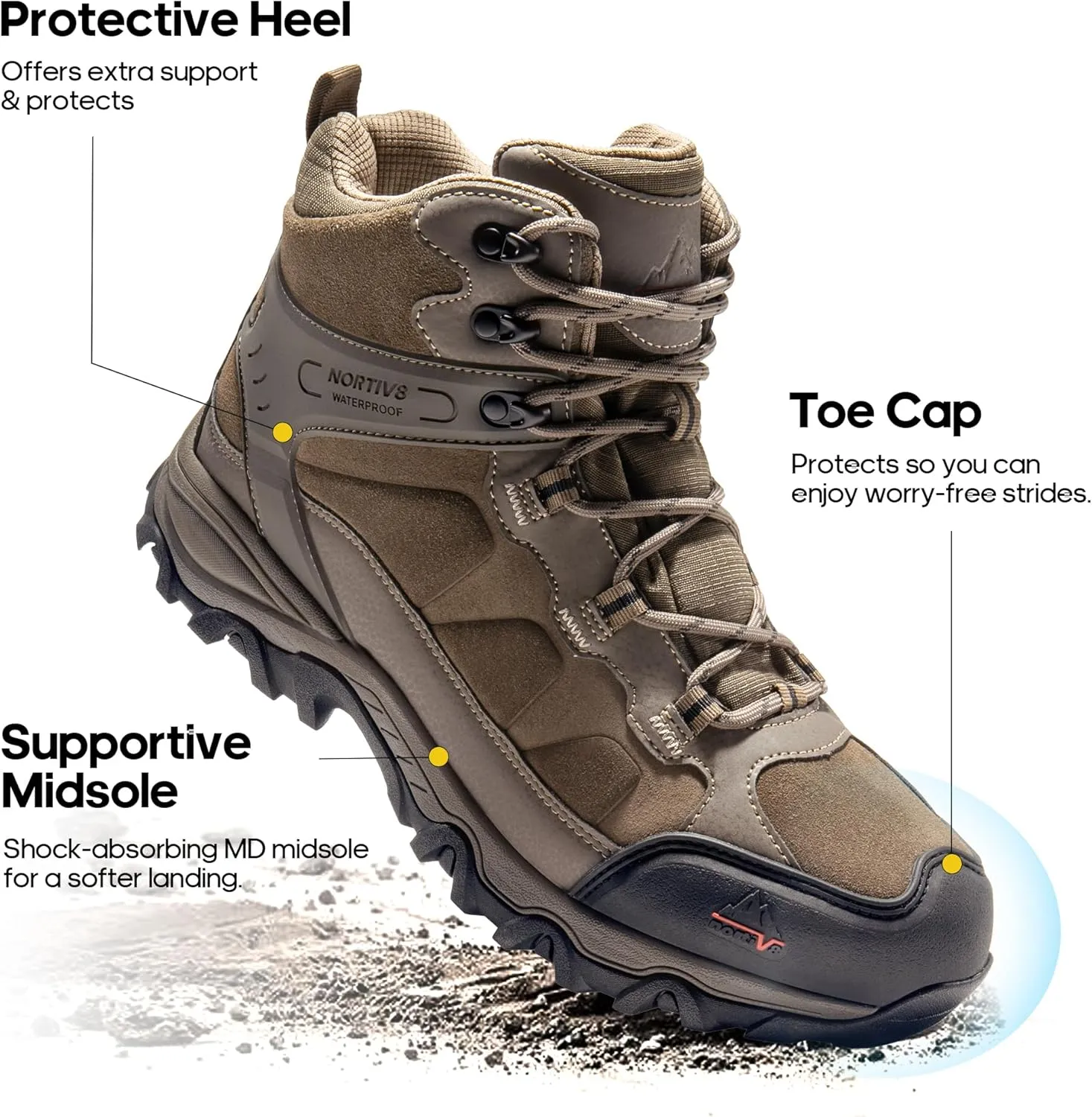 NORTIV 8 Men's Waterproof Hiking Boots Outdoor Mid Trekking Lightweight Mountaineering Shoes Paladin