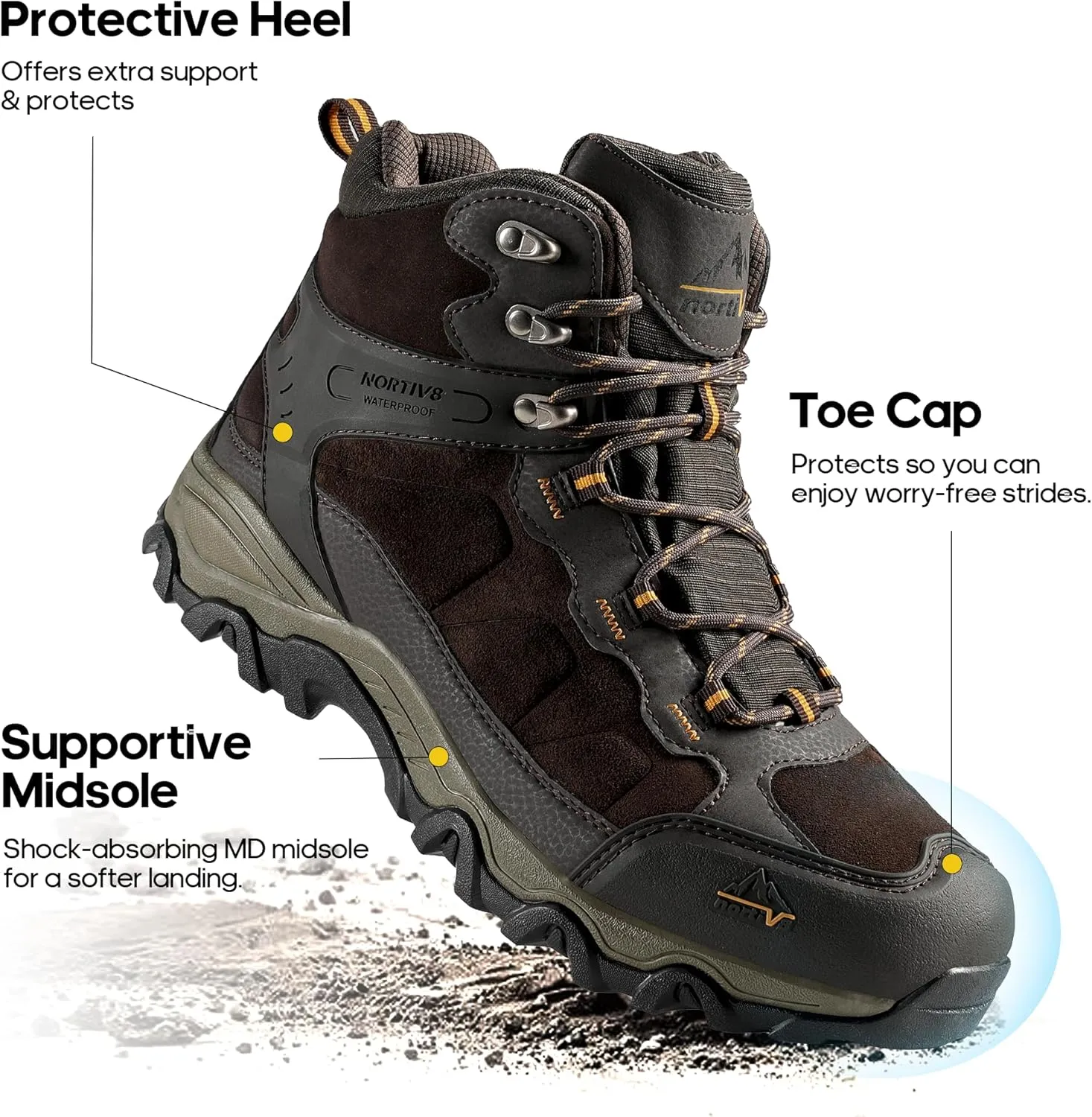 NORTIV 8 Men's Waterproof Hiking Boots Outdoor Mid Trekking Lightweight Mountaineering Shoes Paladin