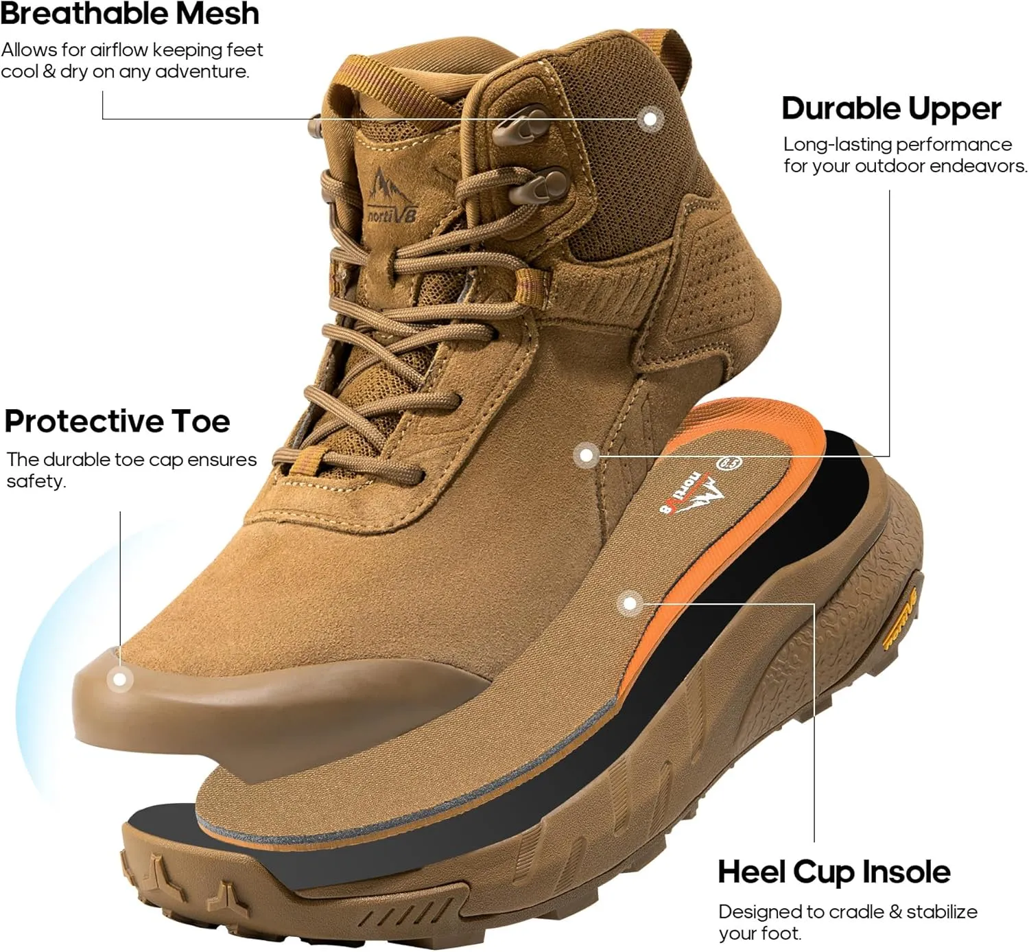 NORTIV 8 Men's Waterproof Military Tactical Work Boots Leather Motorcycle Combat Boots Lightweight Non-Slip Hiking Boots for Men Defender