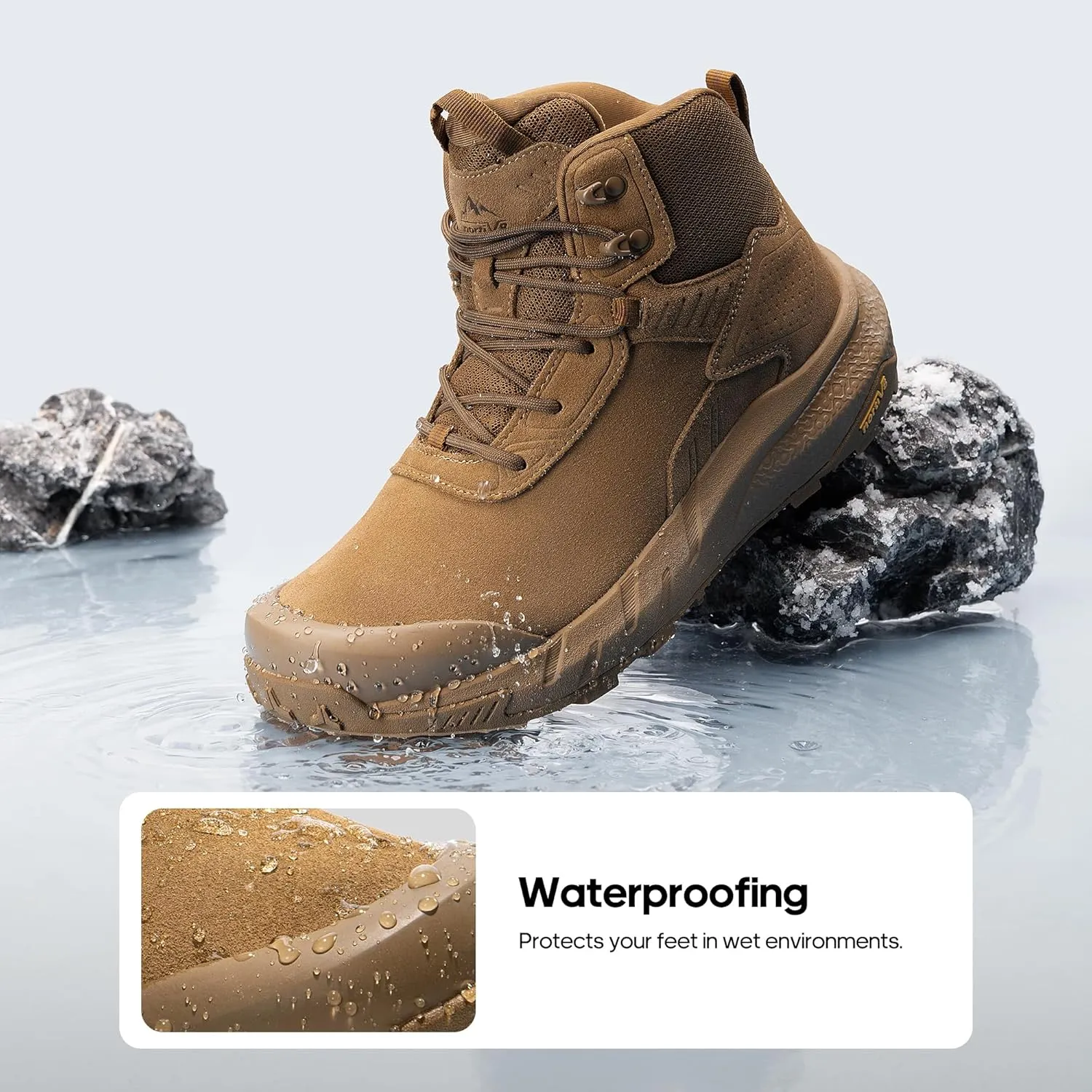 NORTIV 8 Men's Waterproof Military Tactical Work Boots Leather Motorcycle Combat Boots Lightweight Non-Slip Hiking Boots for Men Defender