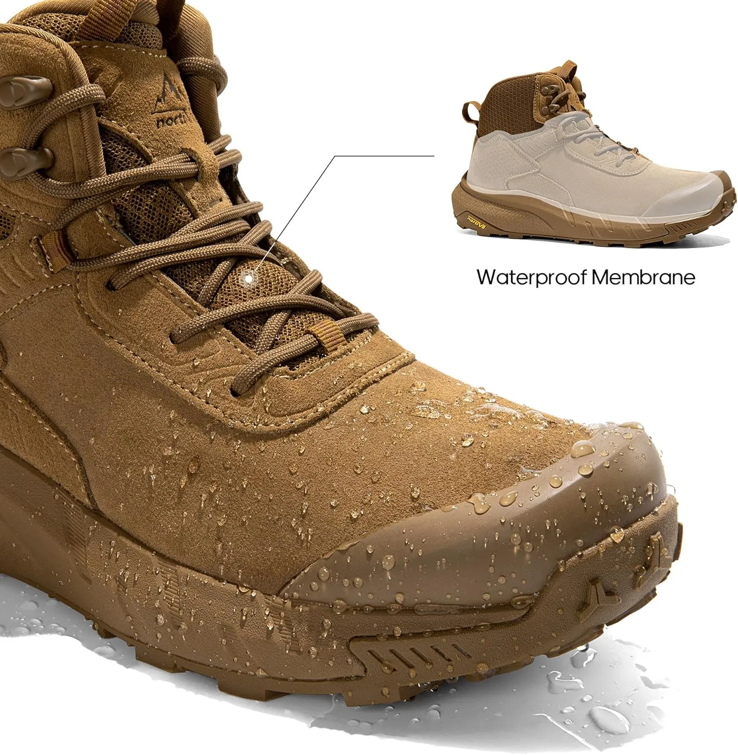 NORTIV 8 Men's Waterproof Military Tactical Work Boots Leather Motorcycle Combat Boots Lightweight Non-Slip Hiking Boots for Men Defender