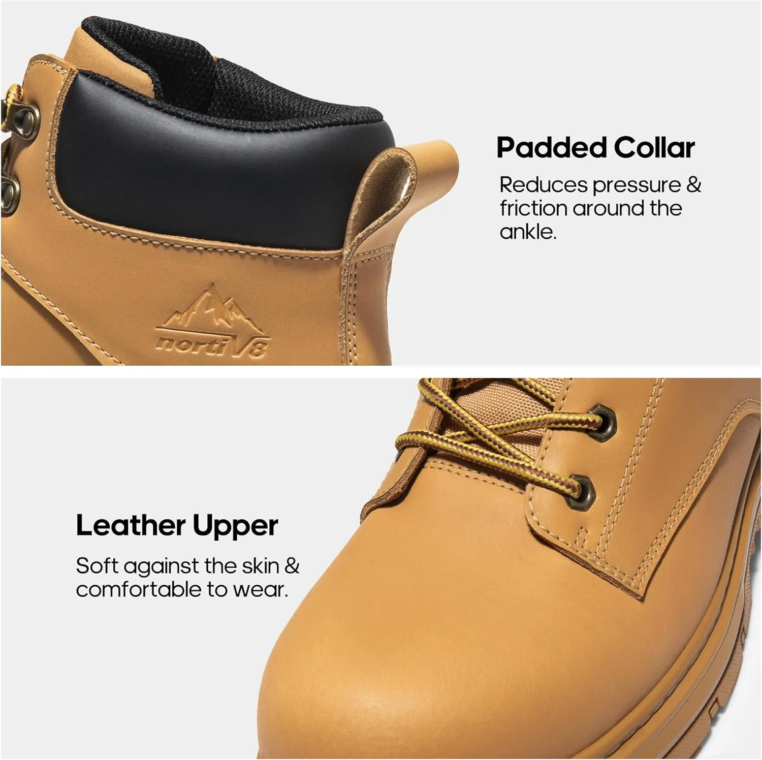 NORTIV 8 Steel Toe Work Boots for Men Waterproof Slip on Safety Construction Boots