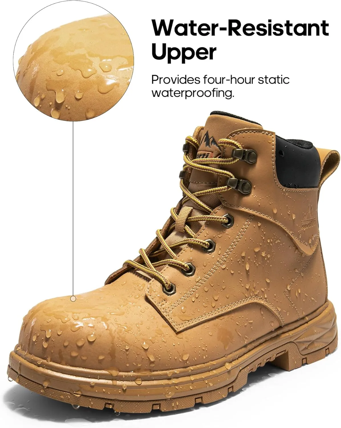 NORTIV 8 Steel Toe Work Boots for Men Waterproof Slip on Safety Construction Boots