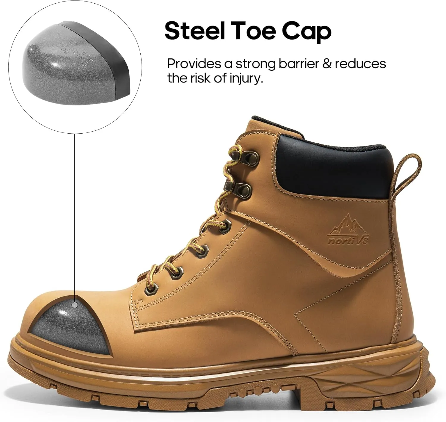 NORTIV 8 Steel Toe Work Boots for Men Waterproof Slip on Safety Construction Boots