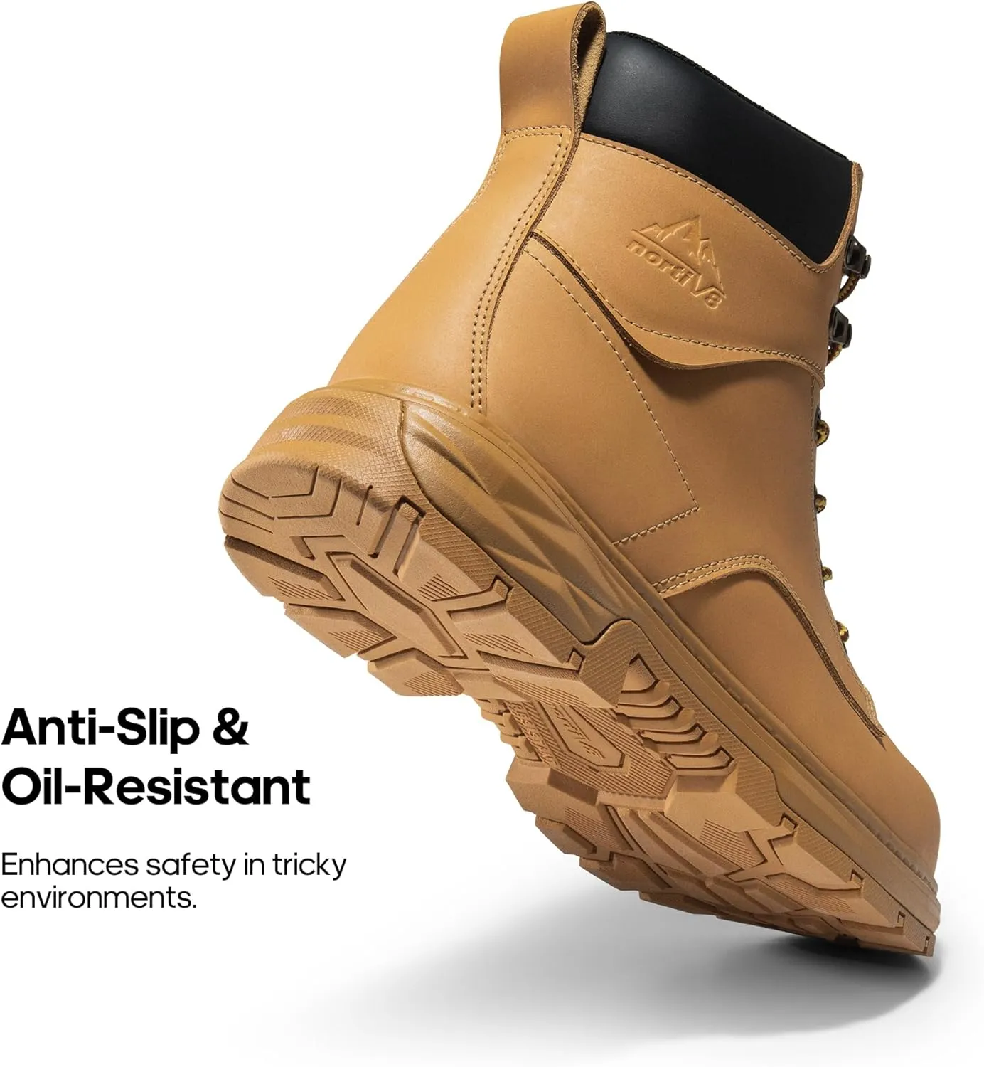 NORTIV 8 Steel Toe Work Boots for Men Waterproof Slip on Safety Construction Boots