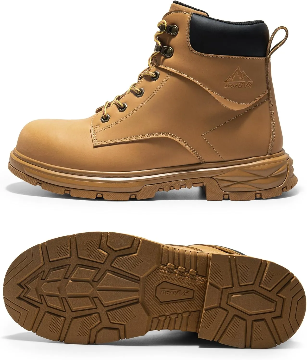 NORTIV 8 Steel Toe Work Boots for Men Waterproof Slip on Safety Construction Boots