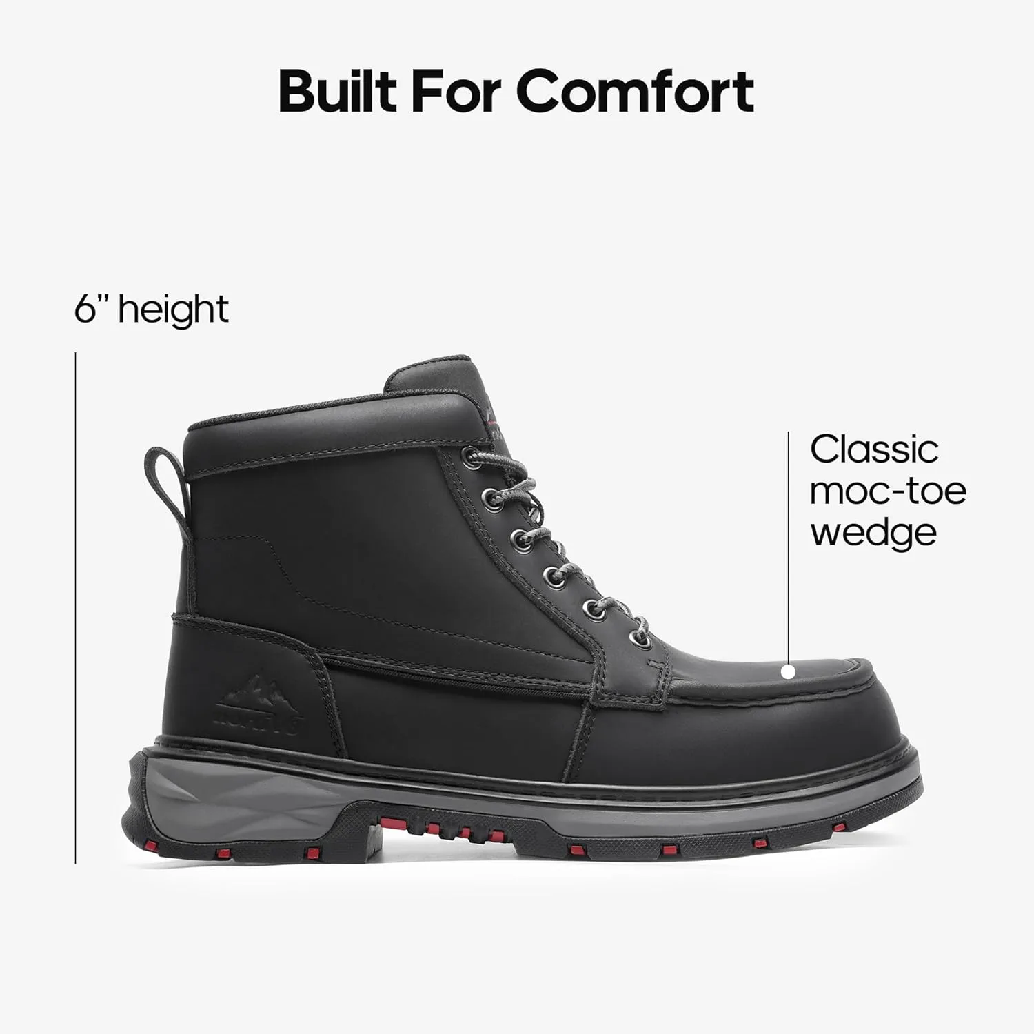 NORTIV 8 Waterproof Moc Toe Work Boots for Men Steel Toe Comfortable Leather Boots