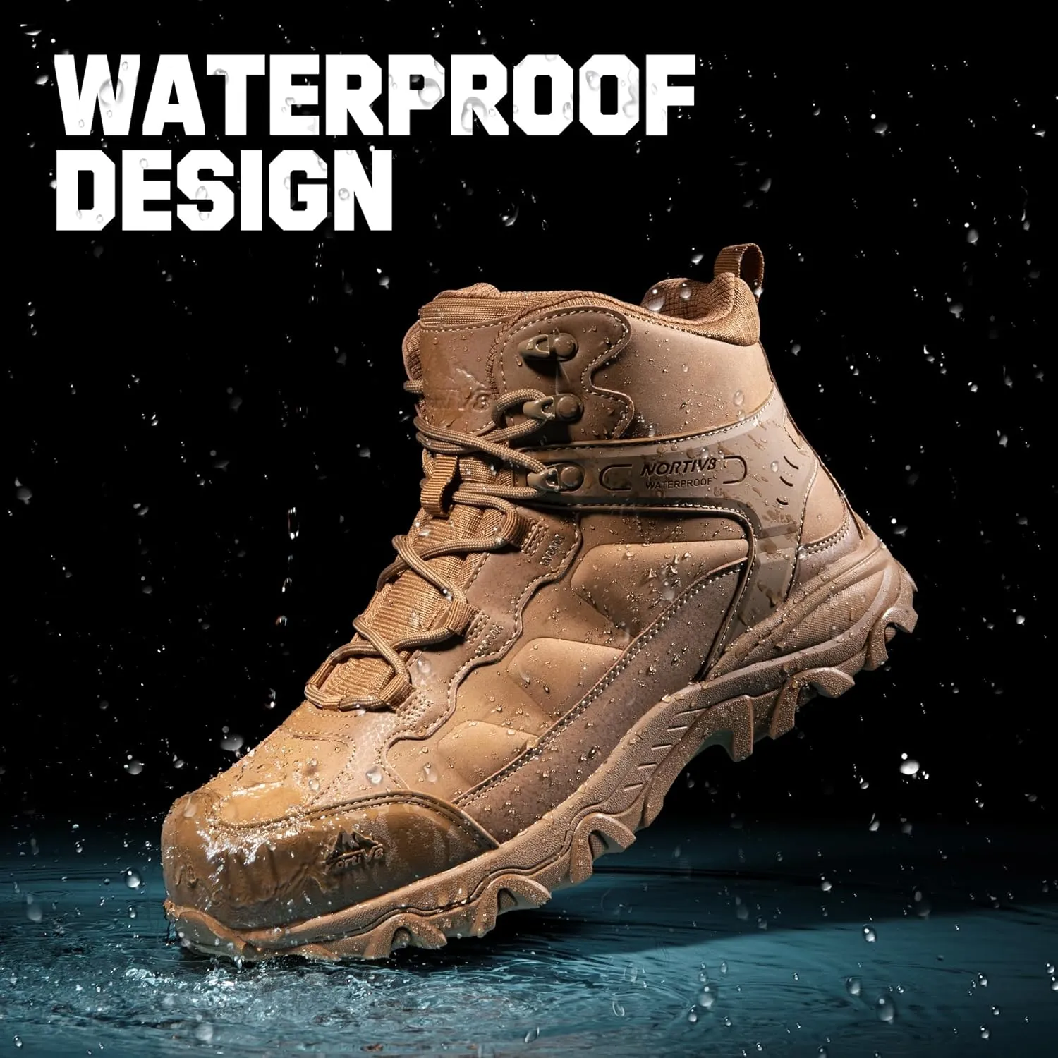 NORTIV 8 Waterproof Steel Toe Boots for Men Slip Resistant Safety Industrial Boots