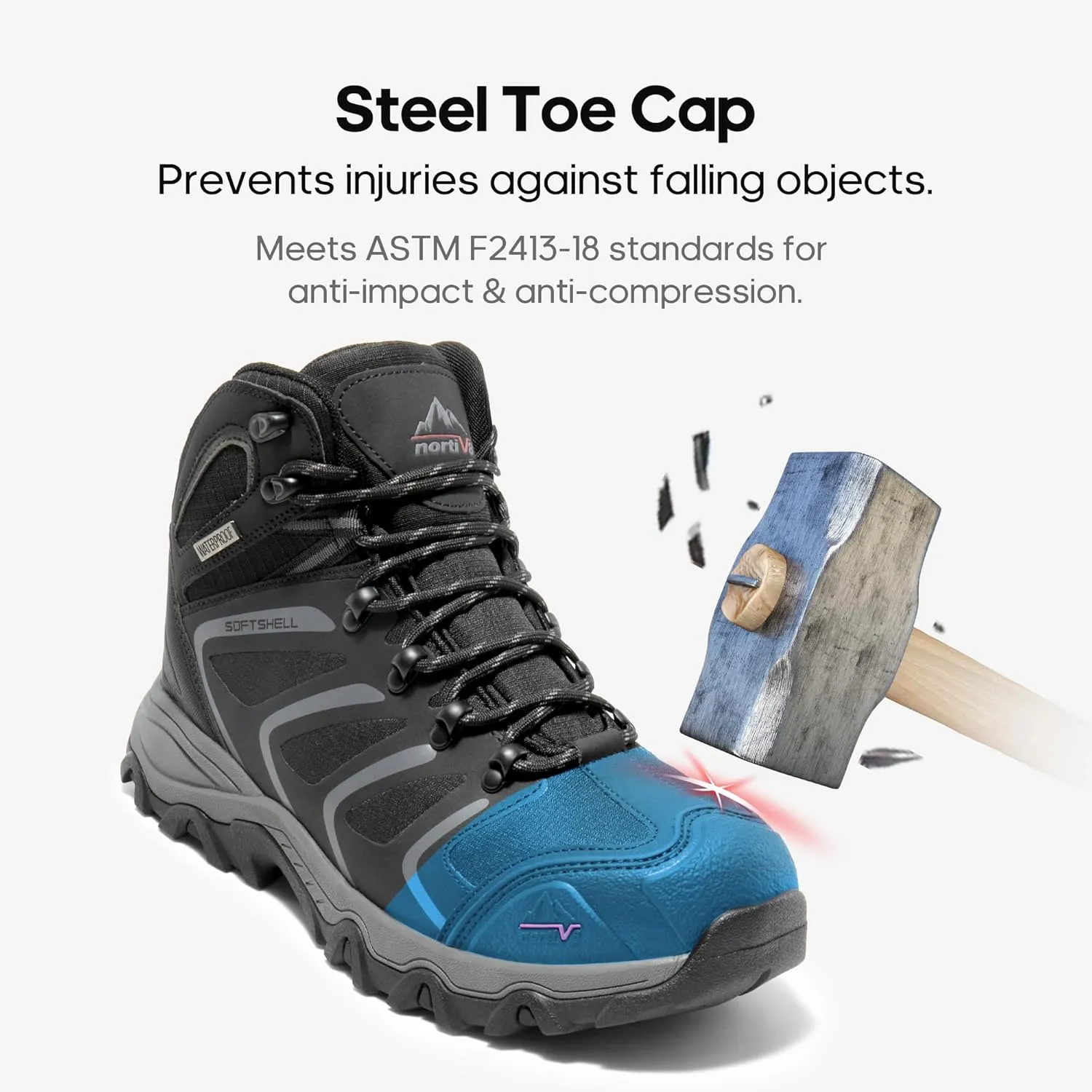 NORTIV 8 Waterproof Work Boots for Men Steel Toe Safety Construction Boots
