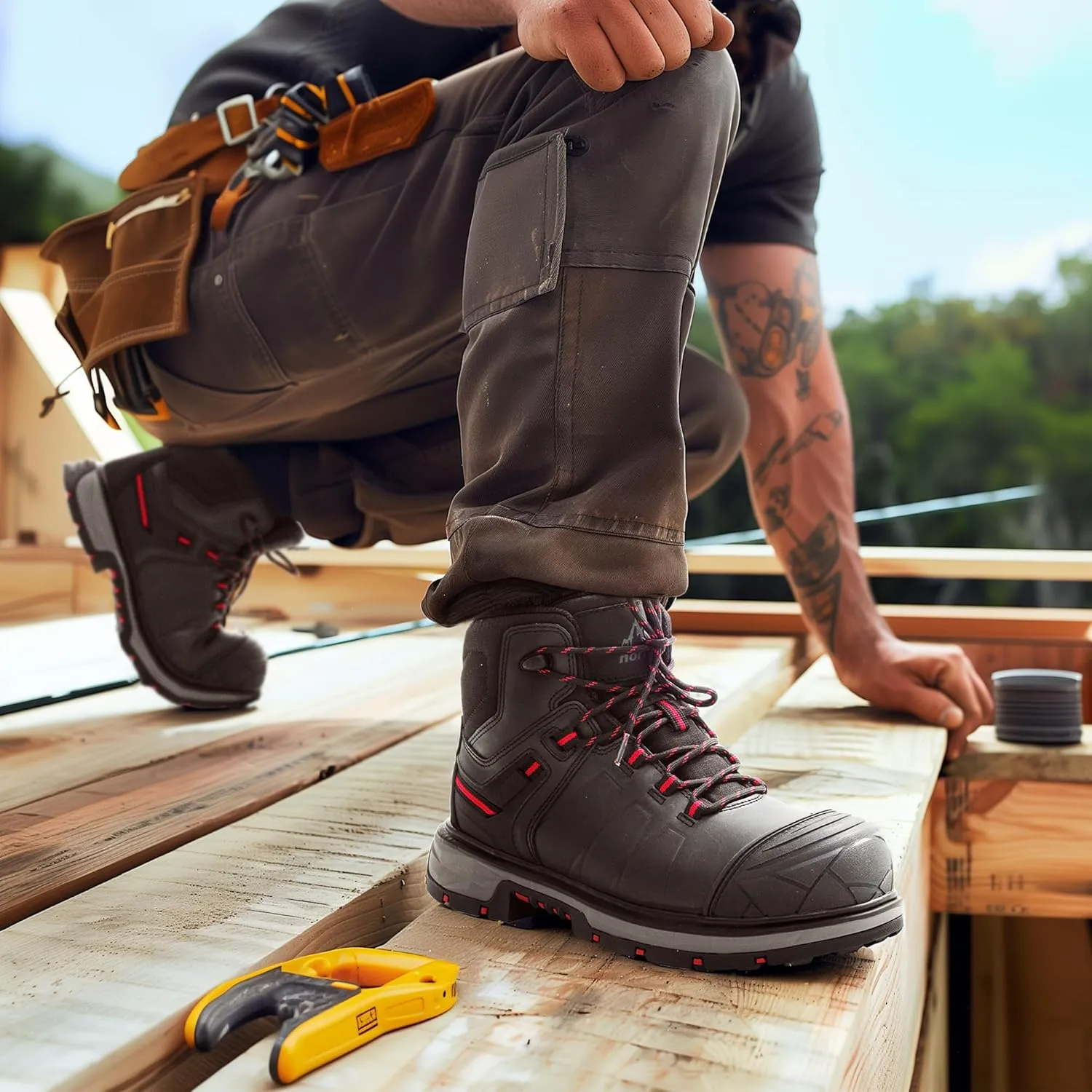 NORTIV 8 Winter Work Boots for Men Steel Toe Waterproof Construction Boots