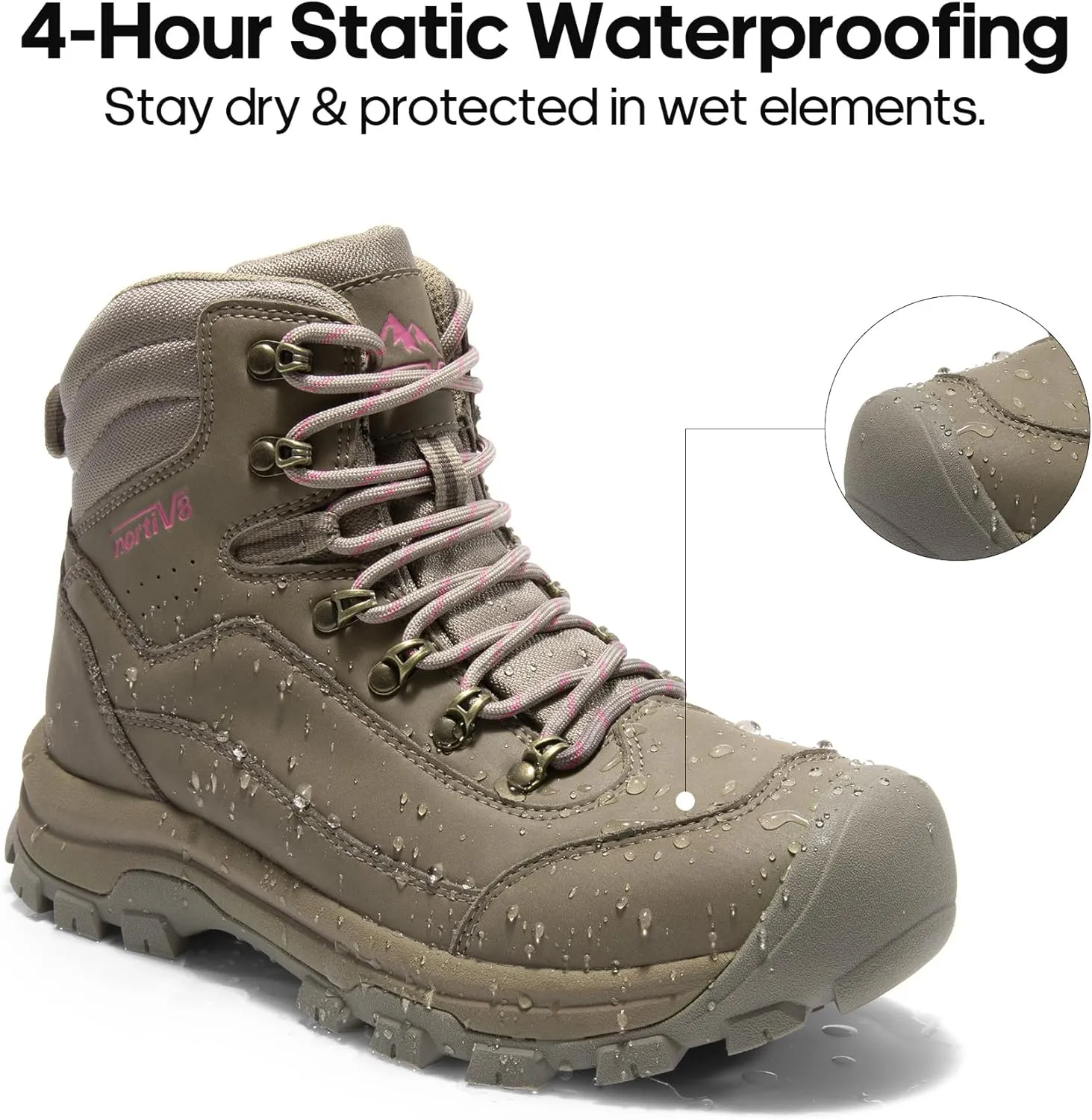 NORTIV 8 Women's Hiking Boots Waterproof Trekking Camping Trail Backpacking Boots for Outdoor