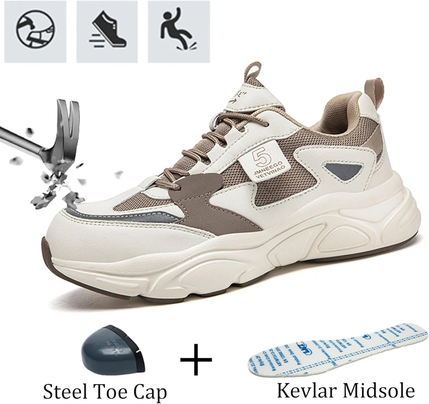 Nutropa Steel Toe Boots for Men, Lightweight Safety Work Shoes, Comfortable Breathable Composite Toe Boots Slip-Resistant Indestructible Shoes