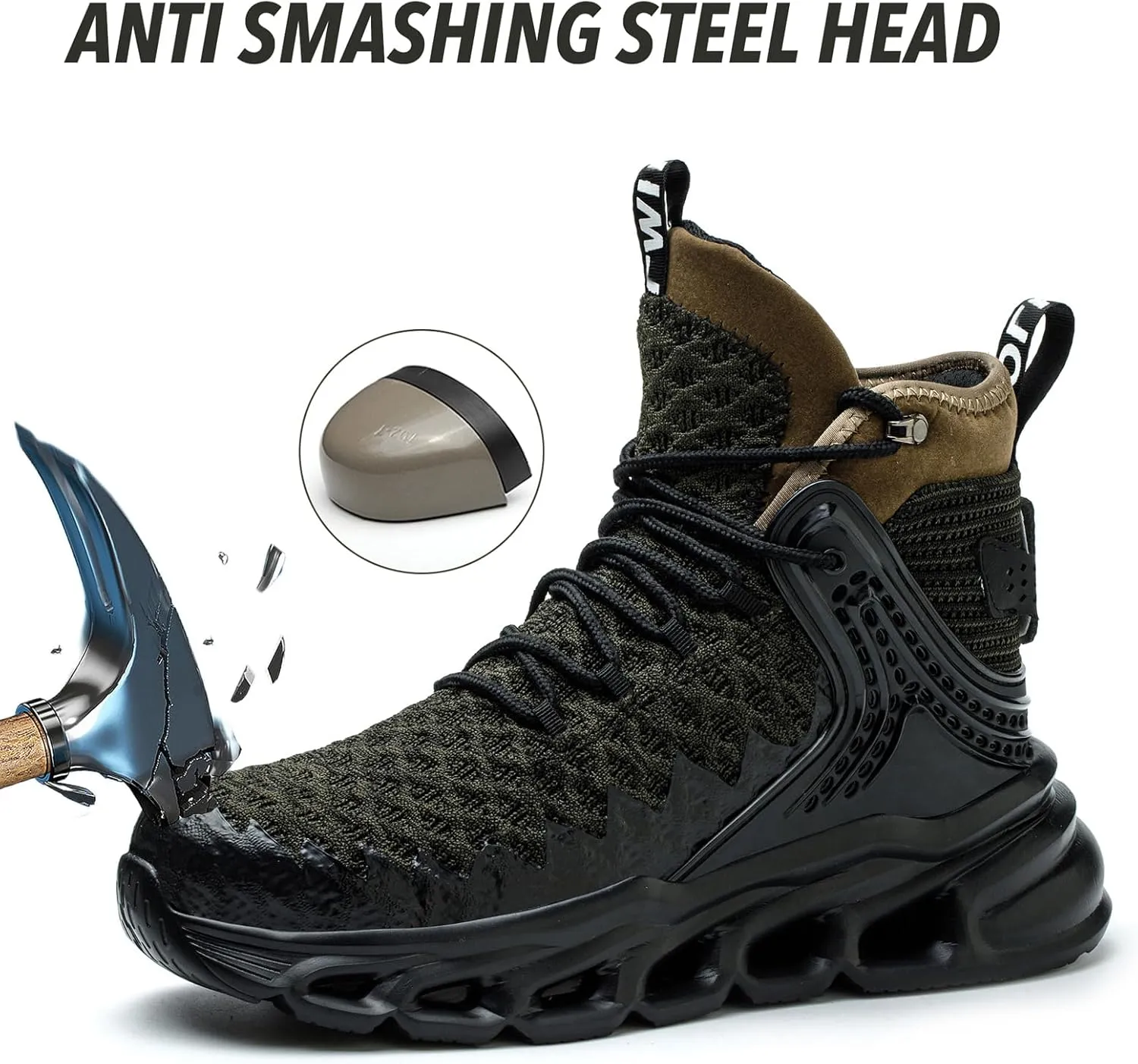 Nutropa Steel Toe Boots for Men Women, Lightweight Work & Safety Shoes Outdoor Protection Footwear Puncture Proof Industrial and Construction Shoes
