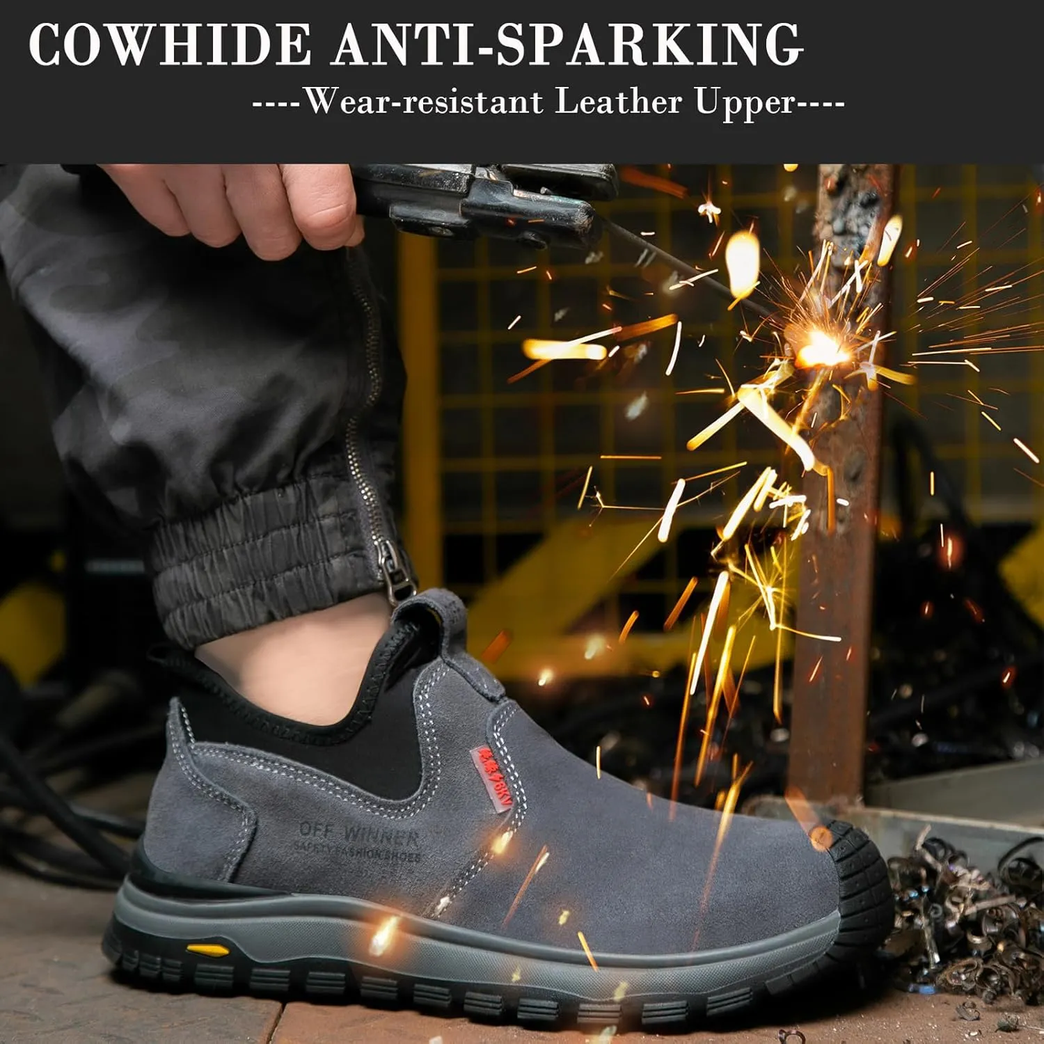 Nutropa Welding Work Boots for Men Composite Toe Safety Boots Non Slip Steel Toe Work Shoes Lightweight Construction Welder Boots