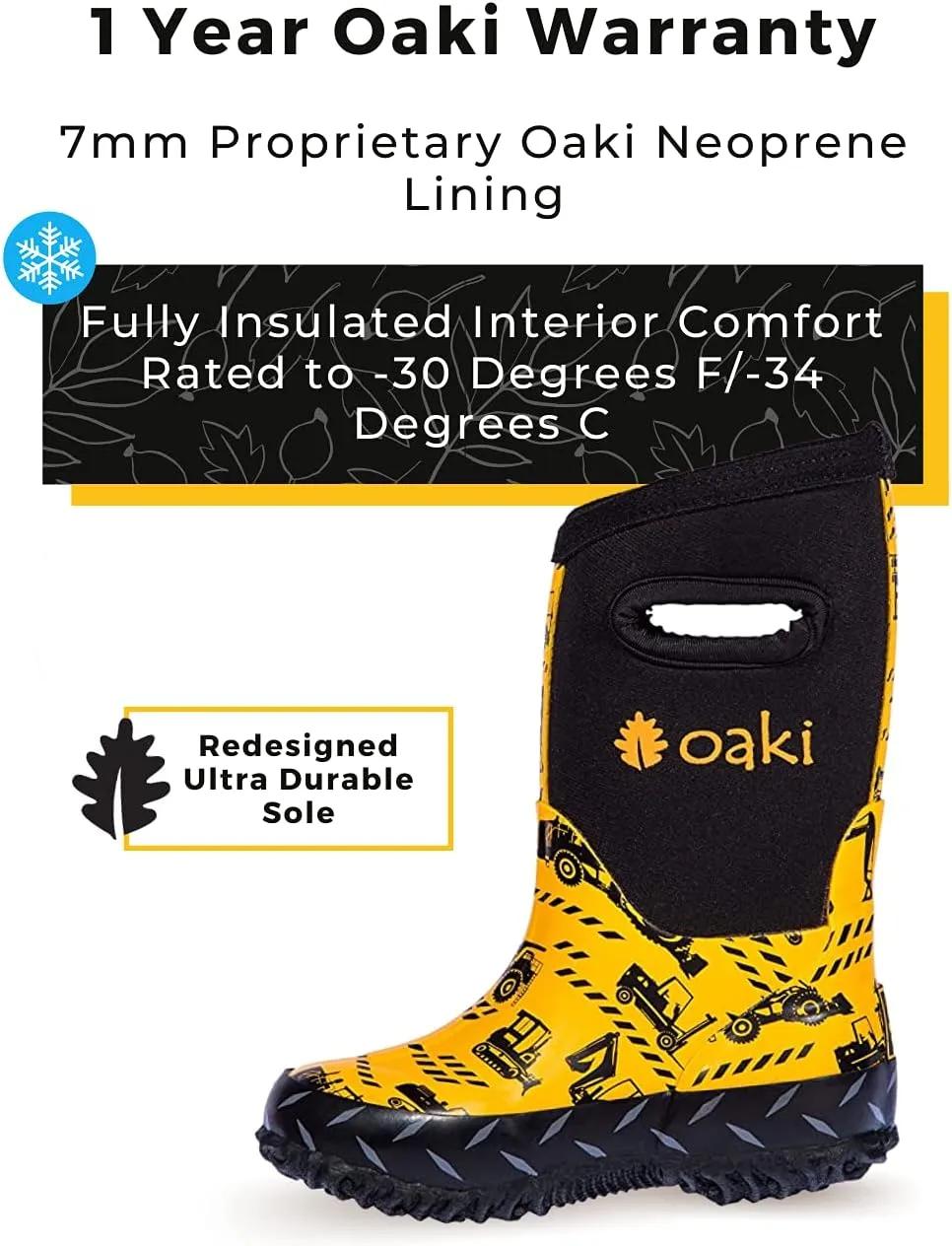 OAKI Kid's Neoprene Rain Boots, Snow Boots, Muck Boots