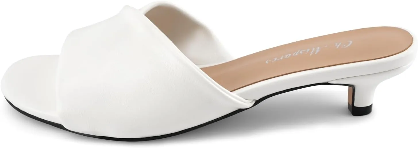 Oh Mispares Women's Low Kitten Heels Open Toe Sandals Cross Strap Slip on Heeled Mules Shoes Comfortable Casual Dress Slide Shoes Silver Heels for Prom Party Wedding Vacation