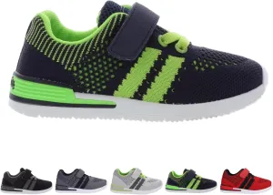Oomphies Wynn Boys Athletic Sneakers – Breathable Knit Upper, Hook & Loop Closure, Cushioned Insole & Lightweight Design