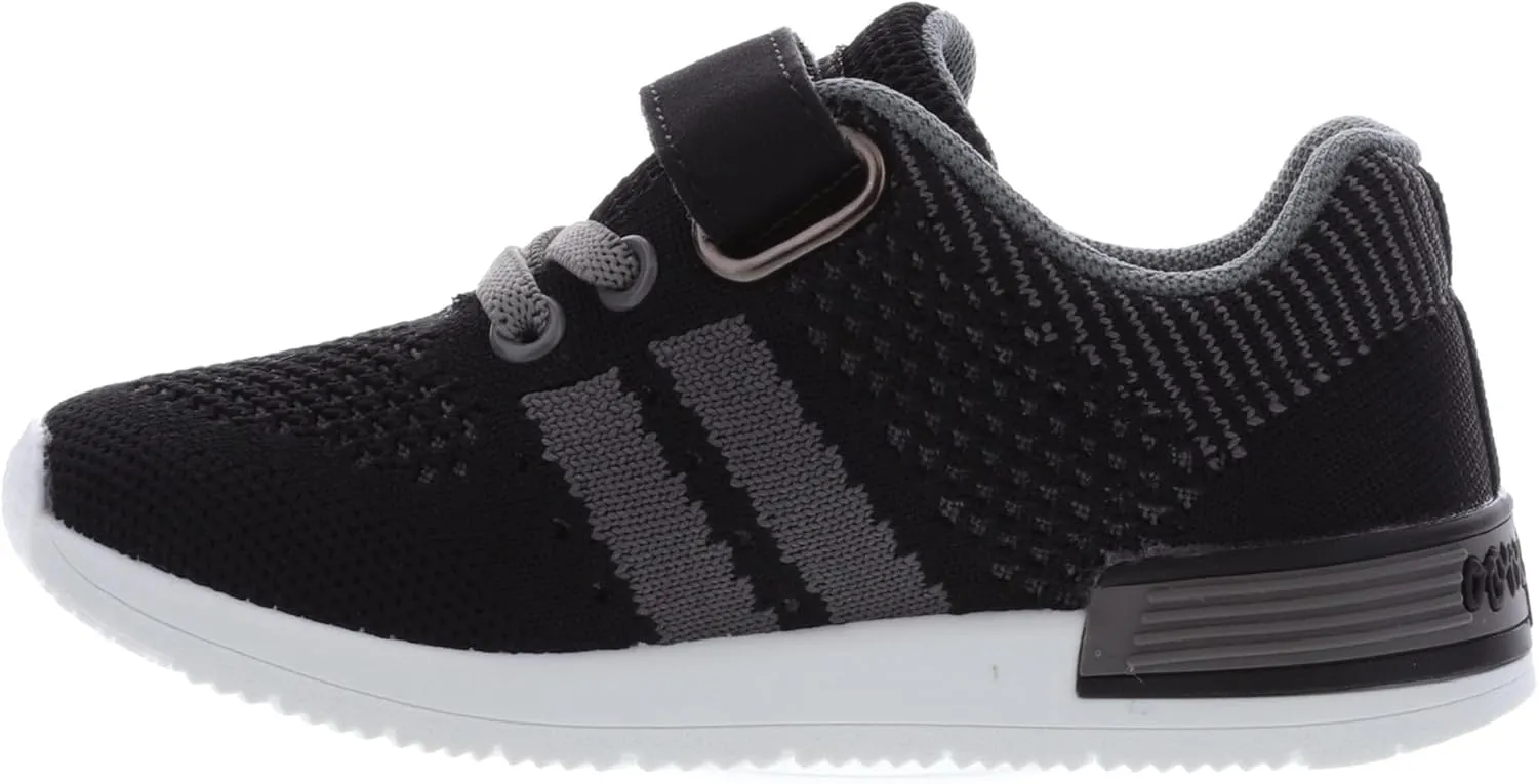 Oomphies Wynn Boys Athletic Sneakers – Breathable Knit Upper, Hook & Loop Closure, Cushioned Insole & Lightweight Design