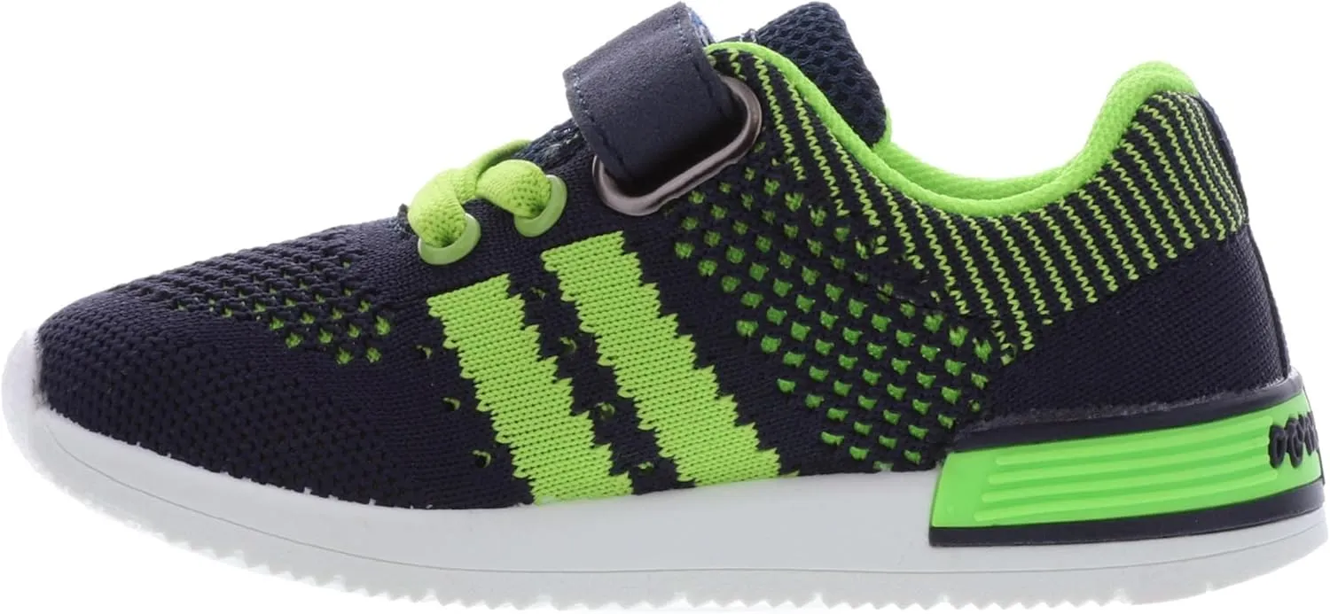 Oomphies Wynn Boys Athletic Sneakers – Breathable Knit Upper, Hook & Loop Closure, Cushioned Insole & Lightweight Design