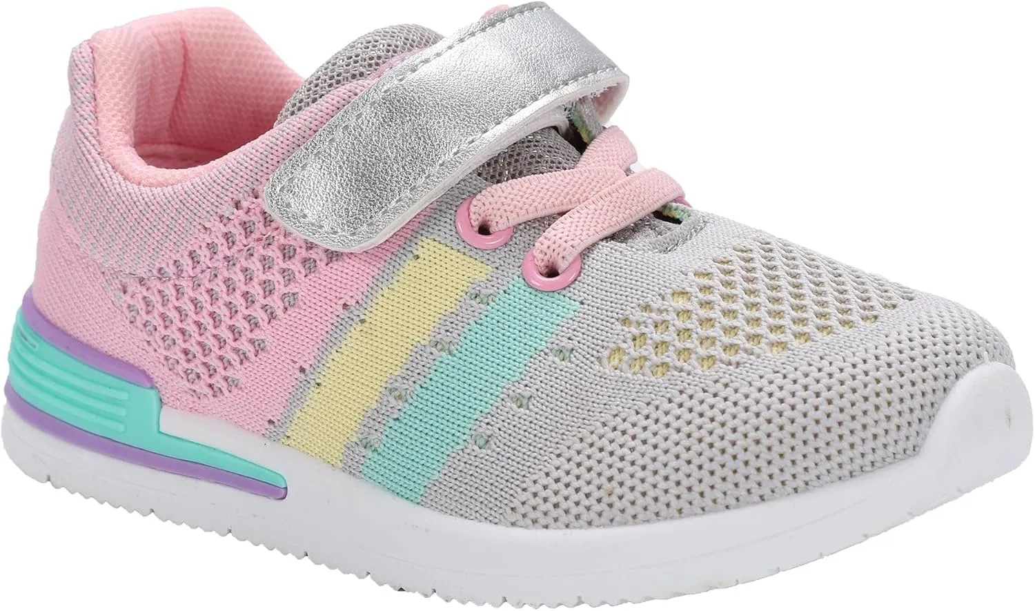 Oomphies Wynn Girls Athletic Sneakers – Breathable Knit Upper, Hook & Loop Closure, Cushioned Insole & Durable Design