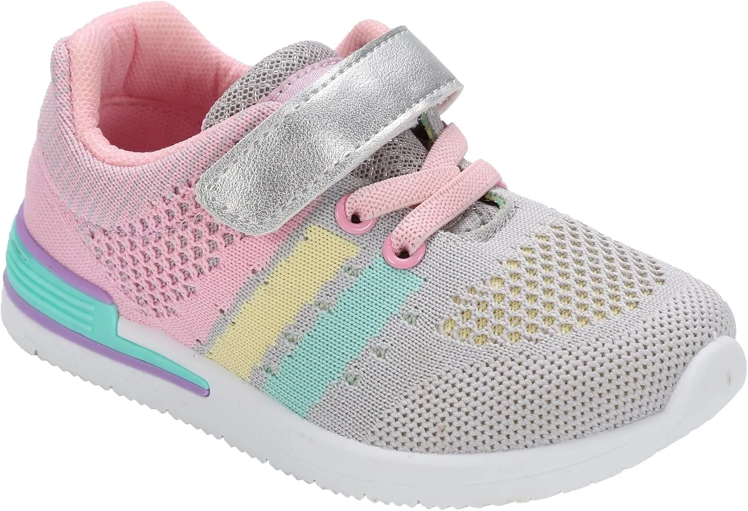 Oomphies Wynn Girls Athletic Sneakers – Breathable Knit Upper, Hook & Loop Closure, Cushioned Insole & Durable Design