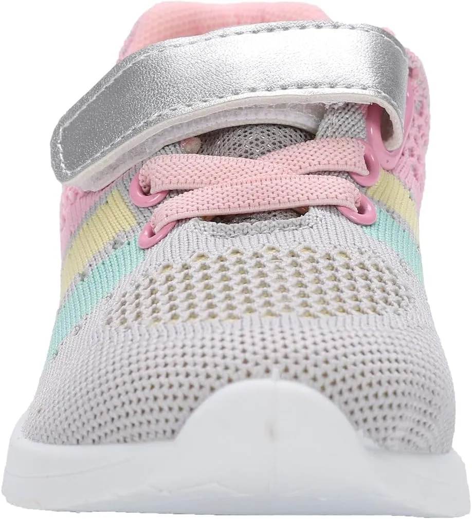 Oomphies Wynn Girls Athletic Sneakers – Breathable Knit Upper, Hook & Loop Closure, Cushioned Insole & Durable Design