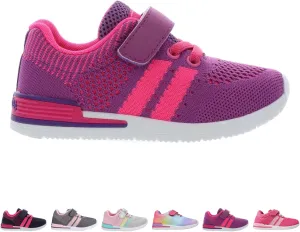 Oomphies Wynn Girls Athletic Sneakers – Breathable Knit Upper, Hook & Loop Closure, Cushioned Insole & Durable Design