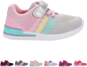 Oomphies Wynn Girls Athletic Sneakers – Breathable Knit Upper, Hook & Loop Closure, Cushioned Insole & Durable Design