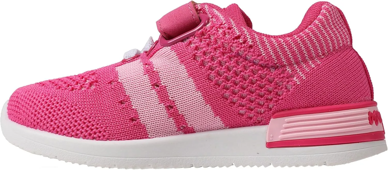 Oomphies Wynn Girls Athletic Sneakers – Breathable Knit Upper, Hook & Loop Closure, Cushioned Insole & Durable Design