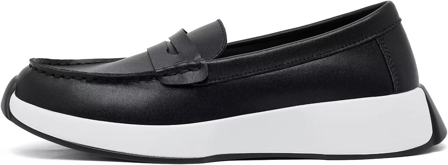 OrthoComfoot Women's Orthopedic Slip-On Loafers Walking Shoes: Comfortable Plantar Fasciitis Dress Shoes with Arch Support, Casual Orthotic Leather Oxfords for Foot and Heel Pain Relief