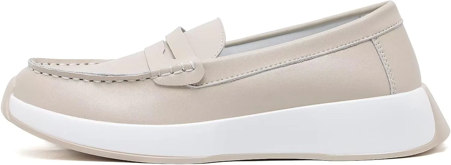 OrthoComfoot Women's Orthopedic Slip-On Loafers Walking Shoes: Comfortable Plantar Fasciitis Dress Shoes with Arch Support, Casual Orthotic Leather Oxfords for Foot and Heel Pain Relief