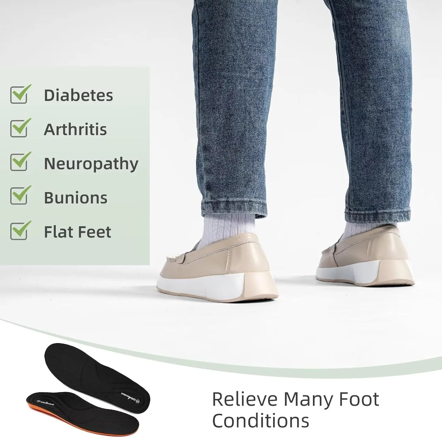 OrthoComfoot Women's Orthopedic Slip-On Loafers Walking Shoes: Comfortable Plantar Fasciitis Dress Shoes with Arch Support, Casual Orthotic Leather Oxfords for Foot and Heel Pain Relief
