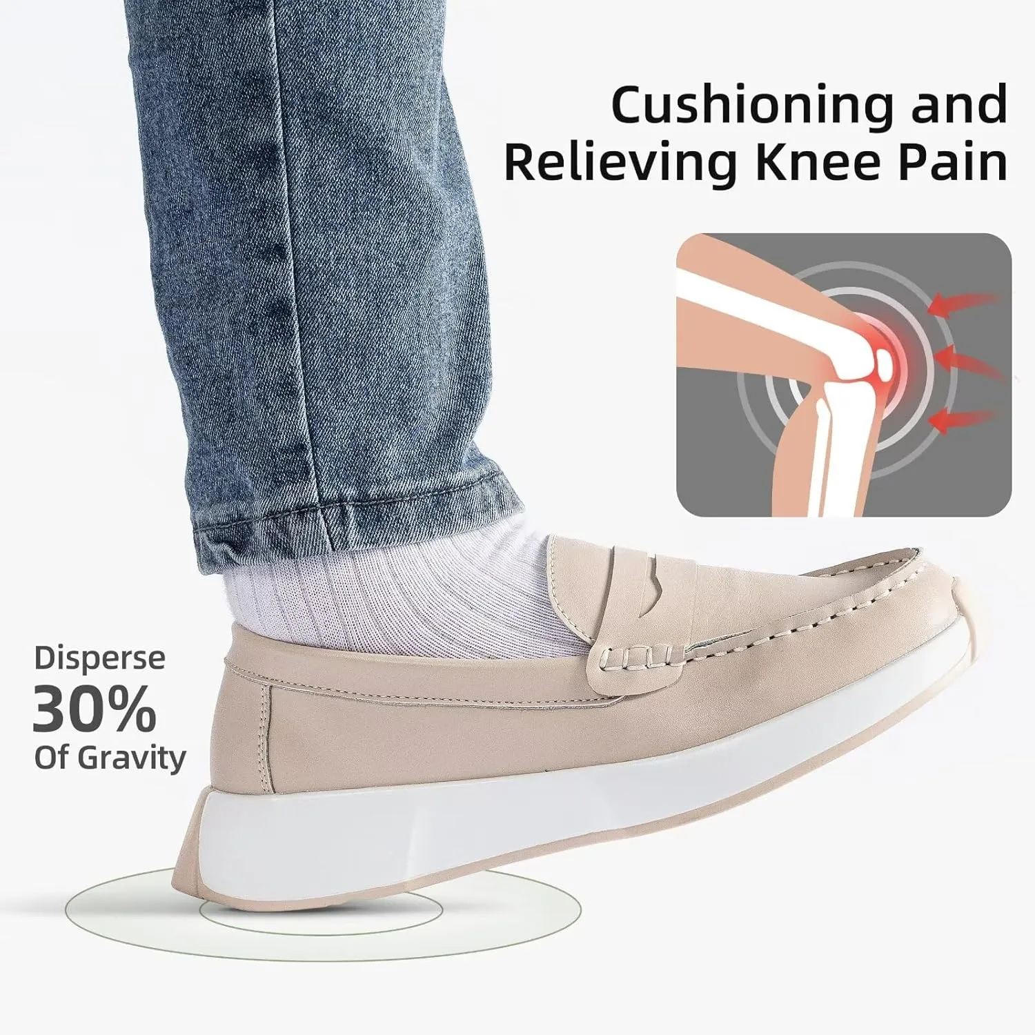OrthoComfoot Women's Orthopedic Slip-On Loafers Walking Shoes: Comfortable Plantar Fasciitis Dress Shoes with Arch Support, Casual Orthotic Leather Oxfords for Foot and Heel Pain Relief