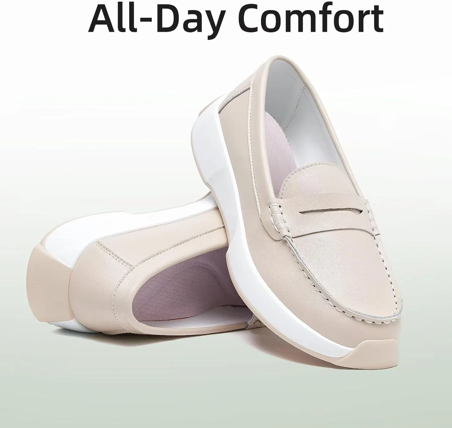 OrthoComfoot Women's Orthopedic Slip-On Loafers Walking Shoes: Comfortable Plantar Fasciitis Dress Shoes with Arch Support, Casual Orthotic Leather Oxfords for Foot and Heel Pain Relief
