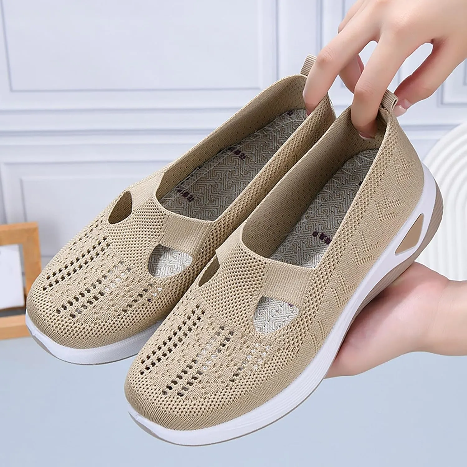 Orthopedic Walking Shoes for Women Slip On Sneakers with Arch Support Comfortable Casual Loafers Plantar Fasciitis Relief Foot Heel Pain Diabetic Feet