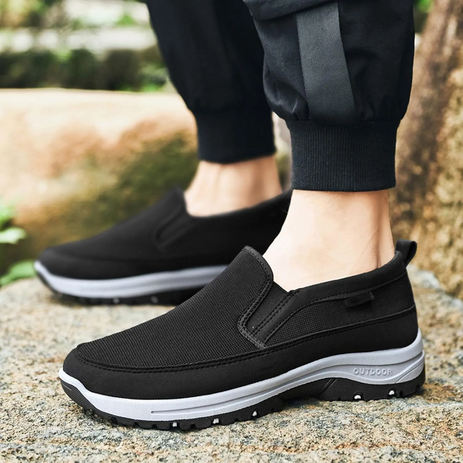 Orthoture Mens Shoes, Orthowalkway Mens Shoes Slip On, Men's Arch Support Canvas Loafers Orthopedic Waterproof Sneakers