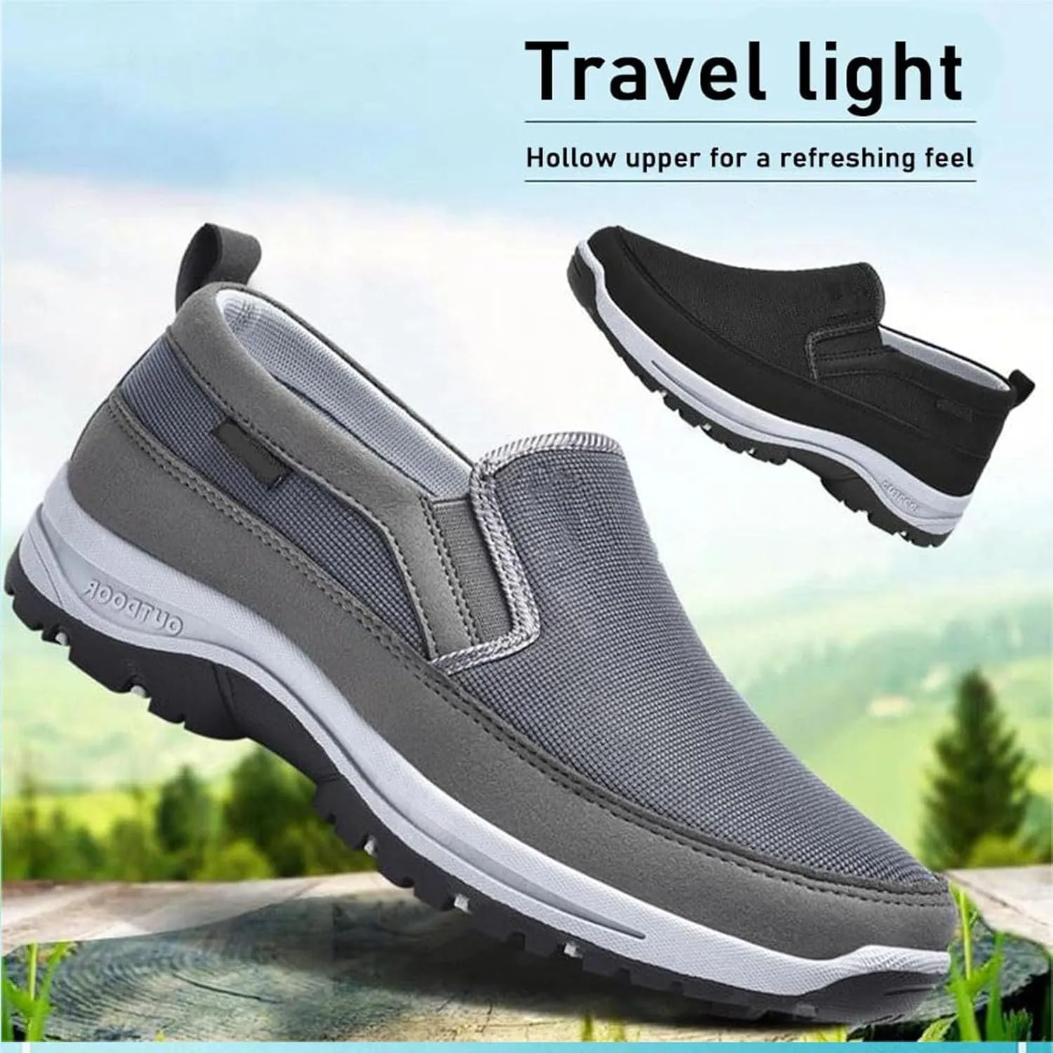 Orthoture Mens Shoes, Orthowalkway Mens Shoes Slip On, Men's Arch Support Canvas Loafers Orthopedic Waterproof Sneakers