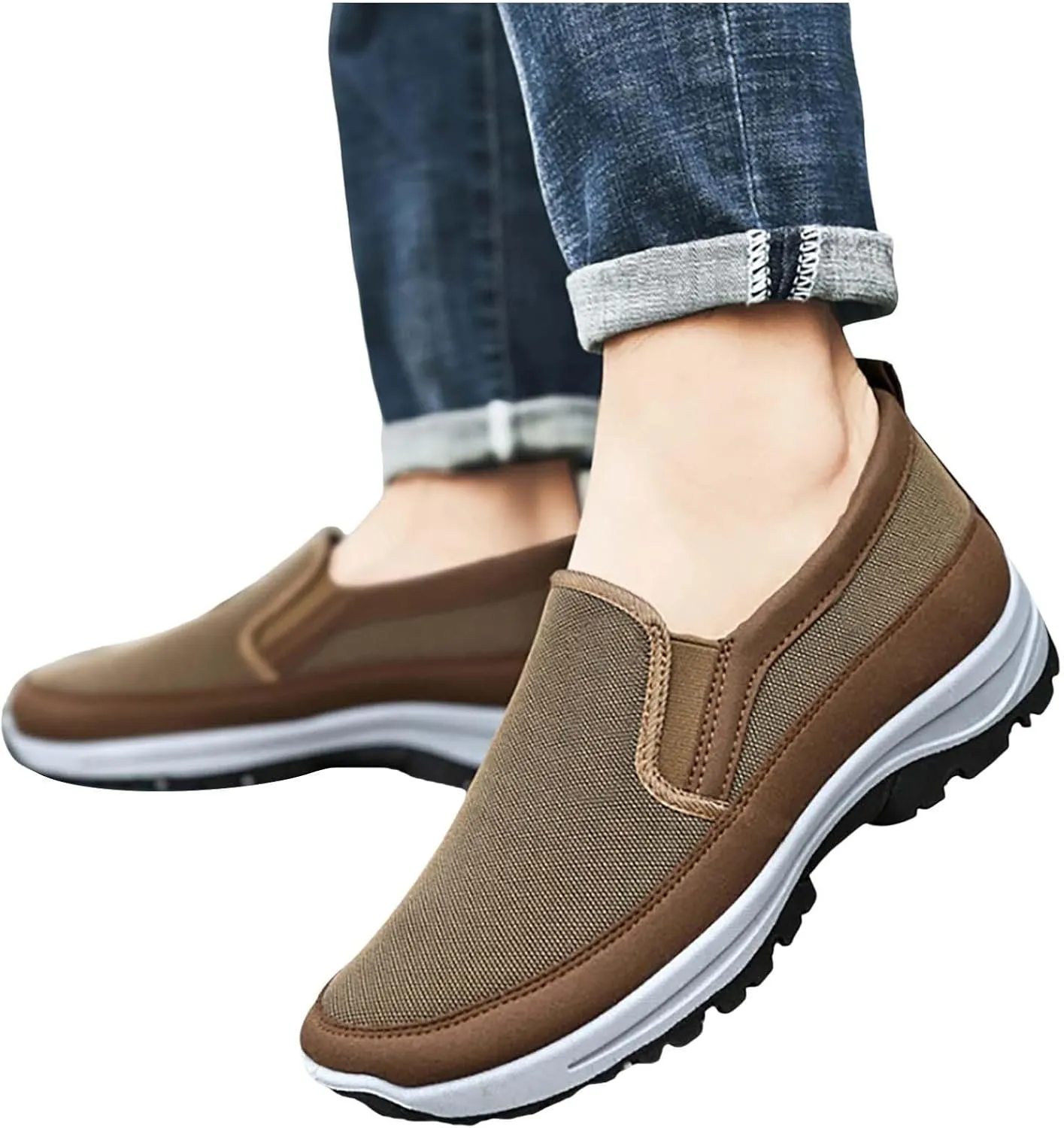 Orthoture Mens Shoes Orthowalkway Mens Shoes Walking Shoes Men Outdoor Casual Arch Support Slip-On Canvas Loafers
