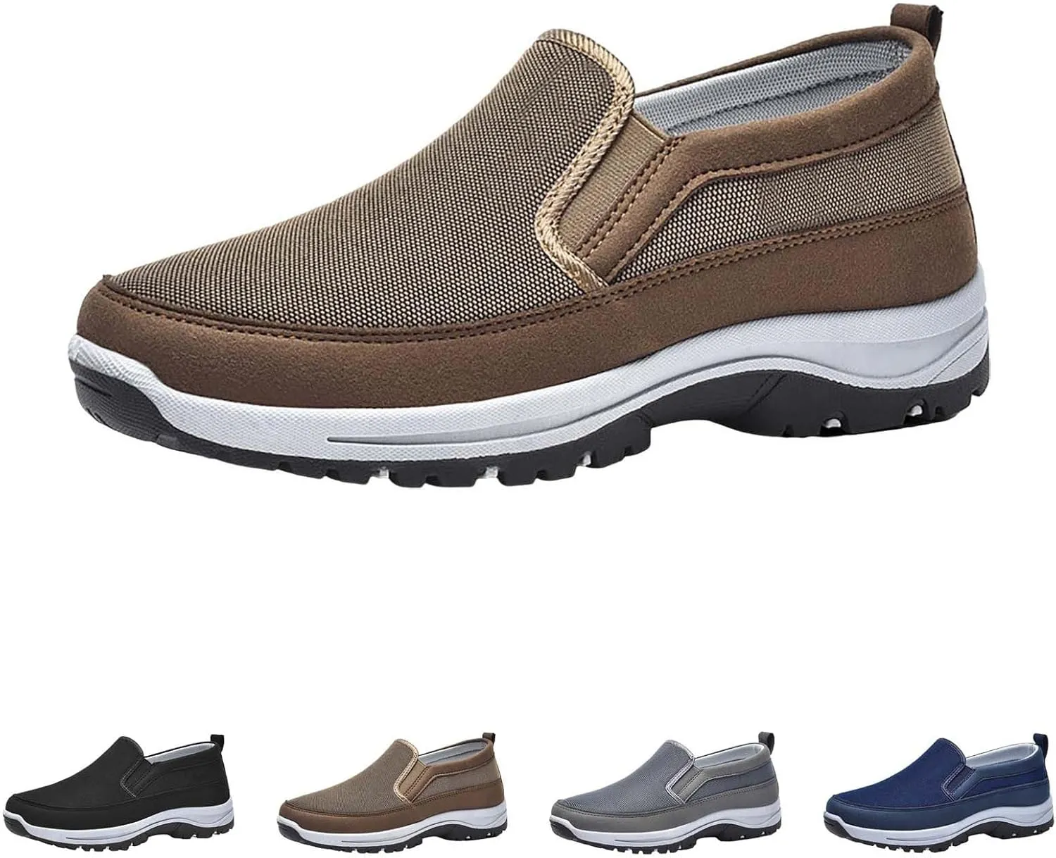 Orthoture Mens Shoes Orthowalkway Mens Shoes Walking Shoes Men Outdoor Casual Arch Support Slip-On Canvas Loafers