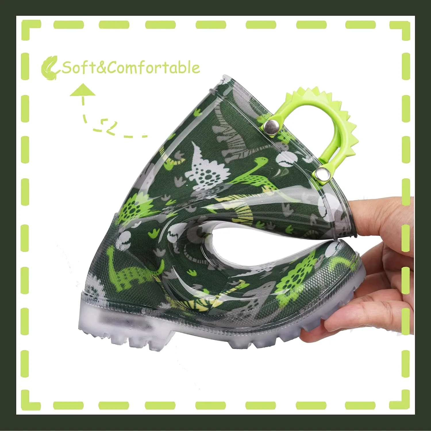 Outee Toddler Kids Adorable Lightwight Waterproof Rain Boots Light Up by Steps